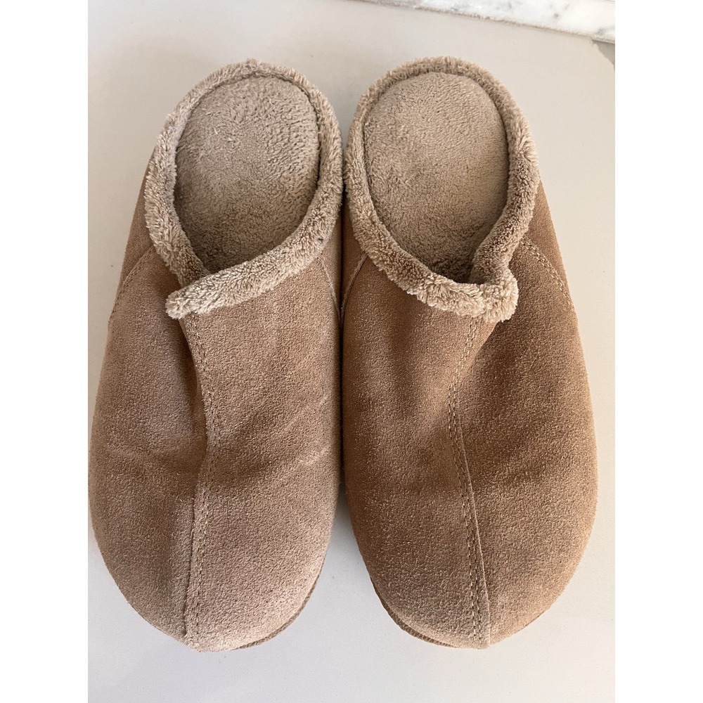 NAP Brookstone Memory Foam‎ Indoor Outdoor Tan Slippers Size Small Comfort